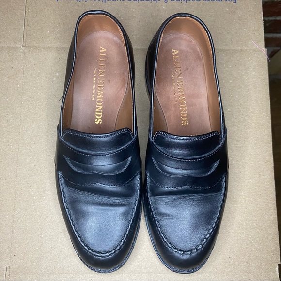 ALLEN EDMONDS Randolph Black Leather Sz 6 Mens Penny Loafers - Picture 3 of 12
